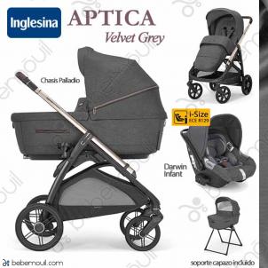 Inglesina Aptica Quattro Darwin Reclinable Satin Grey + Litio - Pekenova,  tienda de artículos para bebés